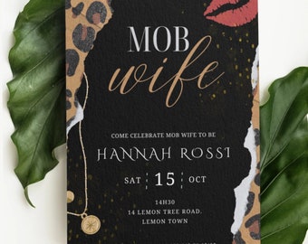 Mob Wife Bachelorette Invitation & Itinerary, Vintage Aesthetic Old Money Bridal Shower/Bach/Hen Party Weekend Schedule + Invite, Digital