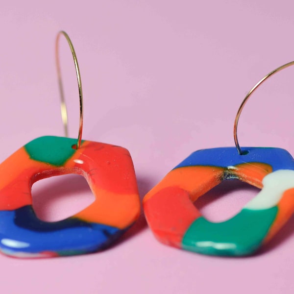 Handmade Colorful Polymer Clay Earrings with Modern Organic Shape | Statement Earrings | Lightweight | Gift for her | Gift for you