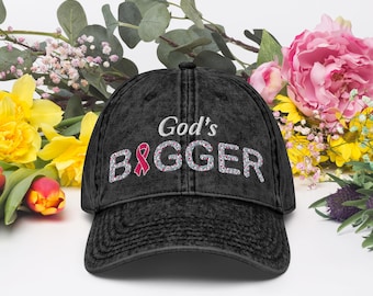 God's Bigger Awareness Cap, Christian Ballcap, Vintage Effect Cotton Hat