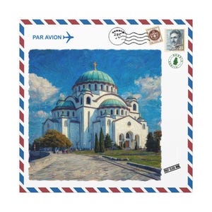 Beograd Luftpost Leinwand Druck: Serbien Travel Art