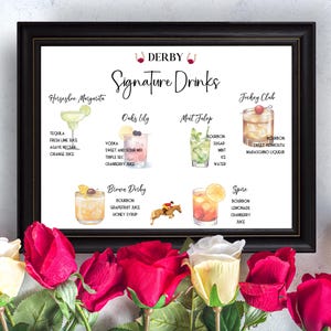 Menú de bebidas exclusivas del Derby Day con tarjetas de cócteles y recetas (PDF y PNG imprimibles) imagen 2