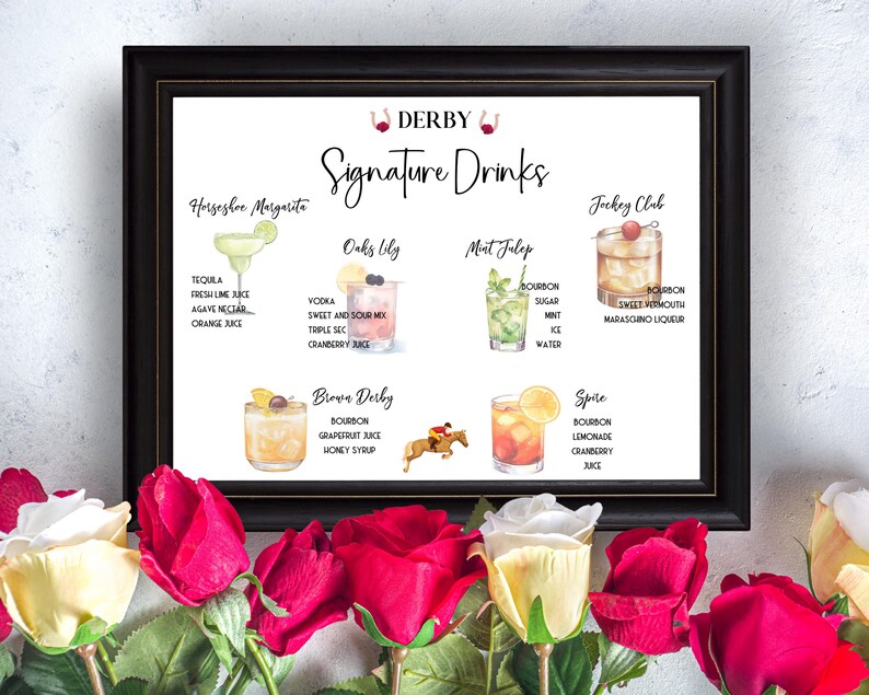 Menú de bebidas exclusivas del Derby Day con tarjetas de cócteles y recetas (PDF y PNG imprimibles) imagen 2
