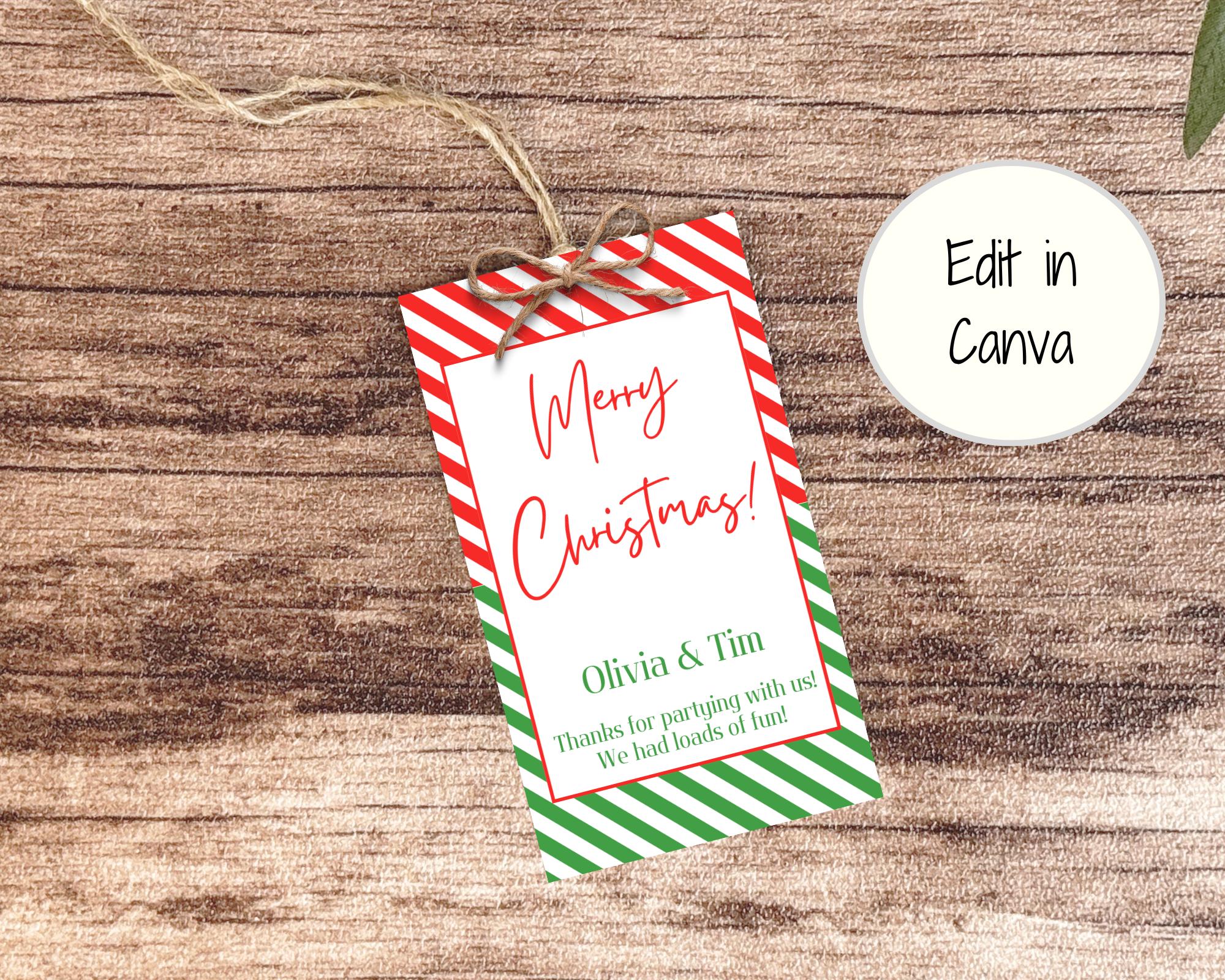 Printable Christmas Gift Tags Canva Template, Editable Single Tag and ...