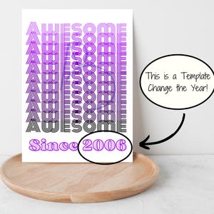 Modelo de cartão incrível em roxo Ombre para aniversário, aniversário ou aposentadoria, modelo editável do Canva