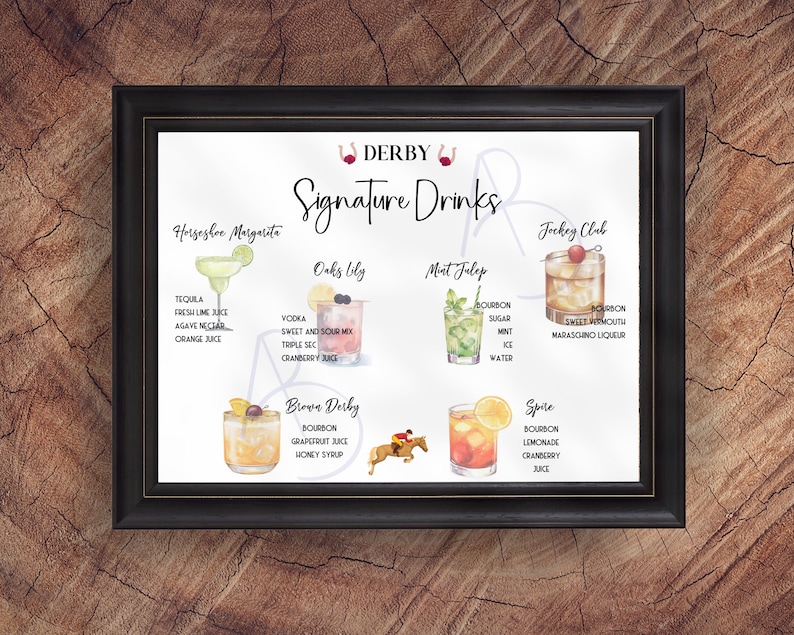 Menú de bebidas exclusivas del Derby Day con tarjetas de cócteles y recetas (PDF y PNG imprimibles) imagen 12