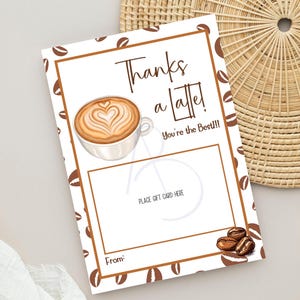 Merci à un titulaire de carte-cadeau Latte pour l'appréciation du personnel, cadeau pour amateur de café, téléchargement numérique, impression instantanée