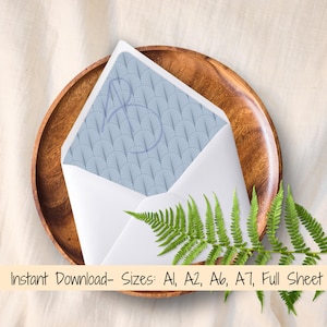 Dusty Blue Umschlag mit Vintage Art Deco Design für Hochzeitseinladungen oder Karten, quadratisch & Euroklappe, printable digitaler Download