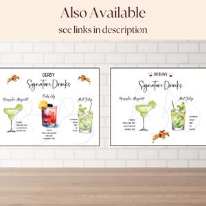 Menú de bebidas exclusivas del Derby Day con tarjetas de cócteles y recetas (PDF y PNG imprimibles) imagen 11