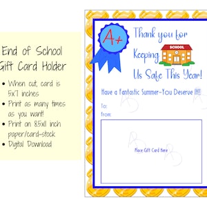 Porta carte regalo per addetto alla sicurezza scolastica come regalo di fine anno scolastico, biglietto di ringraziamento per buoni regalo Amazon o altri buoni per la polizia scolastica