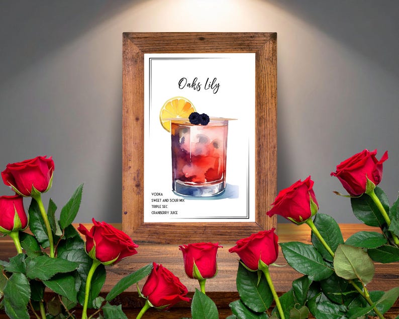 printable 5x7 watercolor oaks lily art card