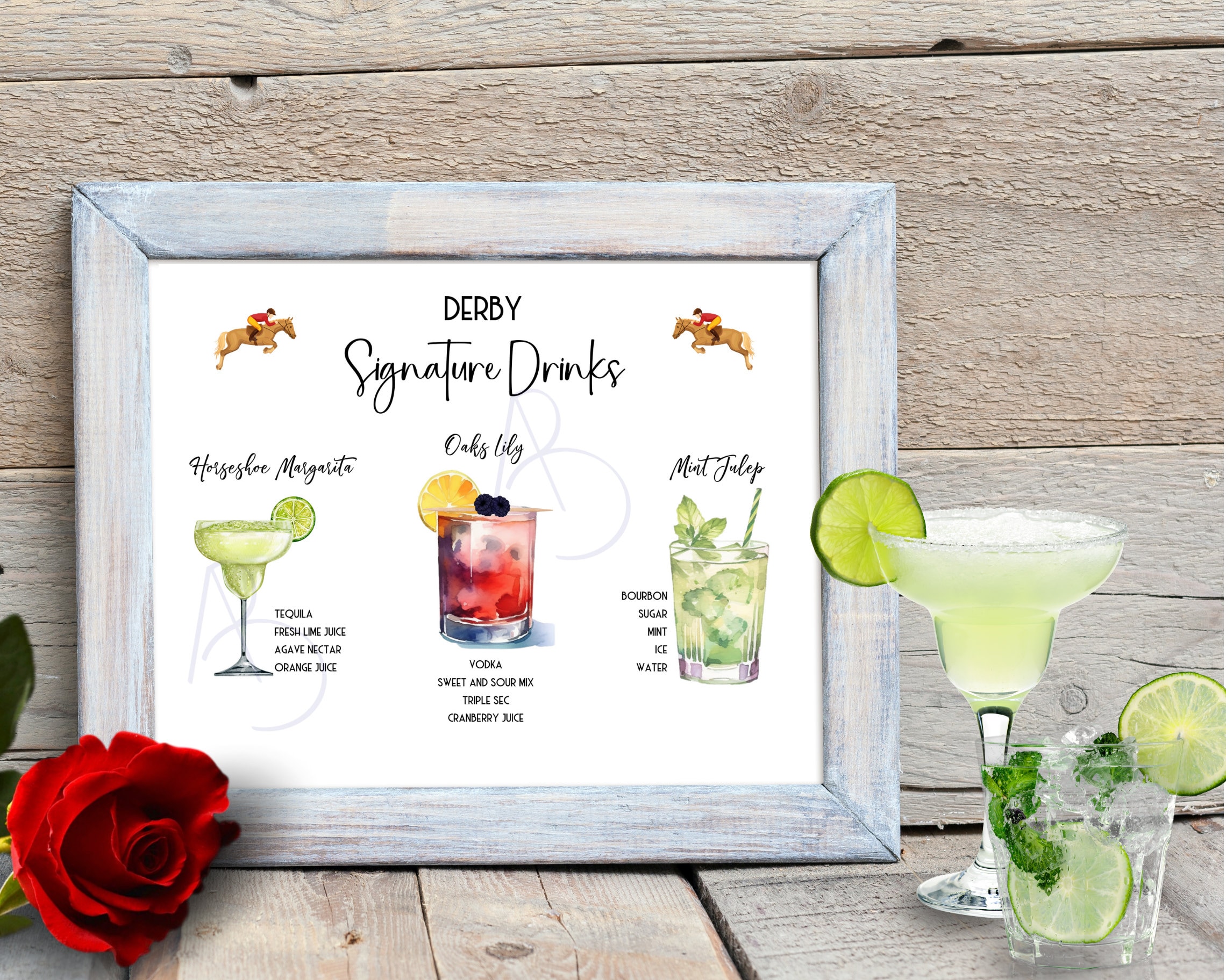Mint Julep, Oaks Lily and Horseshoe Margarita Derby Day Signature