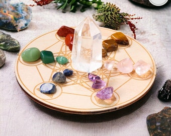 Crystal Healing Set met kwarts - Chakra Protection Healing Sets - Natuurlijke ruwe en getrommelde kristallen exemplaren - Meditatie - Mindfulness