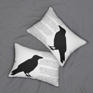 Cuscino in poliestere filato con citazione di corvo, decorazione di Edgar Allan Poe, cuscino lombare, regalo di poesia oscura, decorazione gotica per la casa, federa per cuscino di Halloween immagine 4
