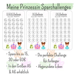 Set di sfide per i risparmi delle principesse per bambini