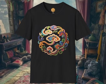 Tibetan Art Unisex T-Shirt | Sacred Clouds Tee | Spiritual Clothing | Buddhist Symbol Shirt | Meditation & Yoga Apparel
