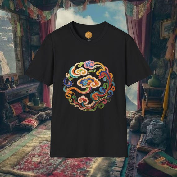 Tibetan Art Unisex T-Shirt | Sacred Clouds Tee | Spiritual Clothing | Buddhist Symbol Shirt | Meditation & Yoga Apparel