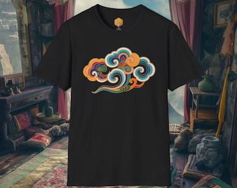 Tibetansk konst unisex-T-shirt | Heliga moln-T-shirt | Andliga kläder | Buddhistisk symbol-T-shirt | Meditation- och yogakläder #2