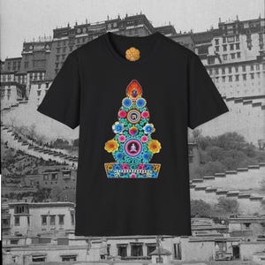 Tibetan Torma Offering Unisex T-Shirt, Spiritual Gift Clothing, Meditation Apparel, Traditional Buddhist Tee, Mindfulness Shirt