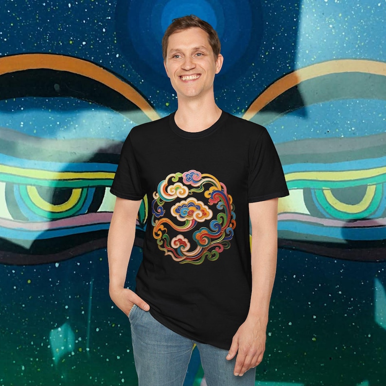 Tibetan Art Unisex T-Shirt | Sacred Clouds Tee | Spiritual Clothing | Buddhist Symbol Shirt | Meditation & Yoga Apparel image 4