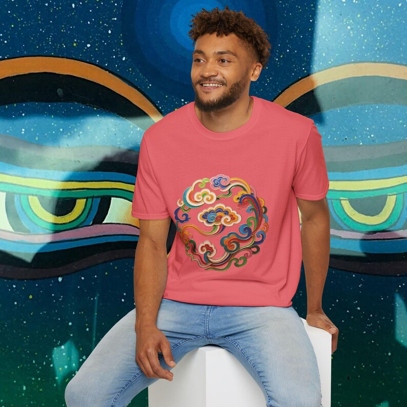 Tibetan Art Unisex T-Shirt | Sacred Clouds Tee | Spiritual Clothing | Buddhist Symbol Shirt | Meditation & Yoga Apparel image 2