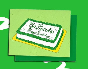 Go Birds Cake Happy Birthday Greeting Card
