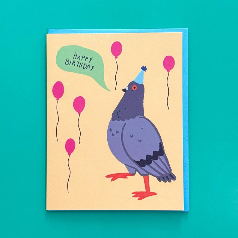 Pigeon Happy Birthday Greeting Card - Etsy