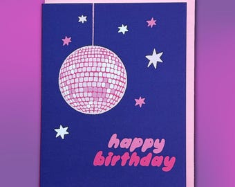 Disco Ball Happy Birthday Greeting Card