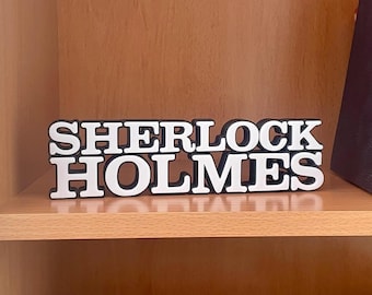 Targa Sherlock Holmes | Targa da scaffale con detective | Decorazione da scaffale con lettore di misteri | Decorazione da scaffale
