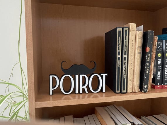 Agatha Christie Inspired Poirot Plaque| Bookshelf Decor | Book Lovers Gift