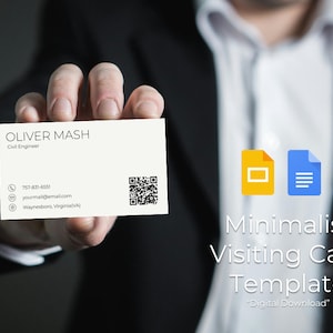 minimale visitekaartjesjabloon met QR-code, aangepast visitekaartje in Google Docs, blanco sjabloon voor visitekaartje geschikt voor avery-papieren
