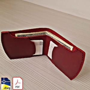 Klassisk läderplånboksmall i PDF-design, gör-det-själv-guide för handgjord plånbok, minimalistiskt handgjort plånboksmönster i PDF-format