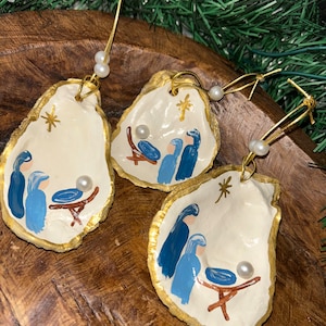Nativity Ornament-Hand Painted Oyster Shell