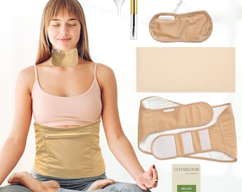 Organic Cotton Castor Oil Pack Wrap with Oeko-Tex Flannel & Neck Wrap, Leakproof and  Waterproof PUL Wrap (oil not included)