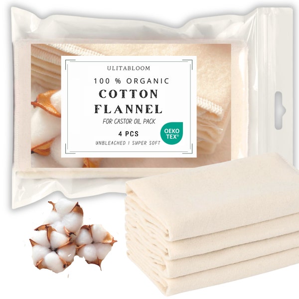 Organic OEKO-TEX Unbleached Cotton Flannel for Castor Oil Wrap, ULITABLOOM