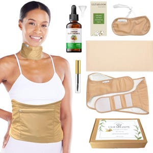 Paquete de aceite de ricino, franela 100 % de algodón orgánico y PUL impermeable, aceite de ricino negro de Jamaica, con envoltura para el cuello, ULITABLOOM