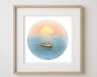 Sunset illustration - sunset drawing - zen illustration - relaxation