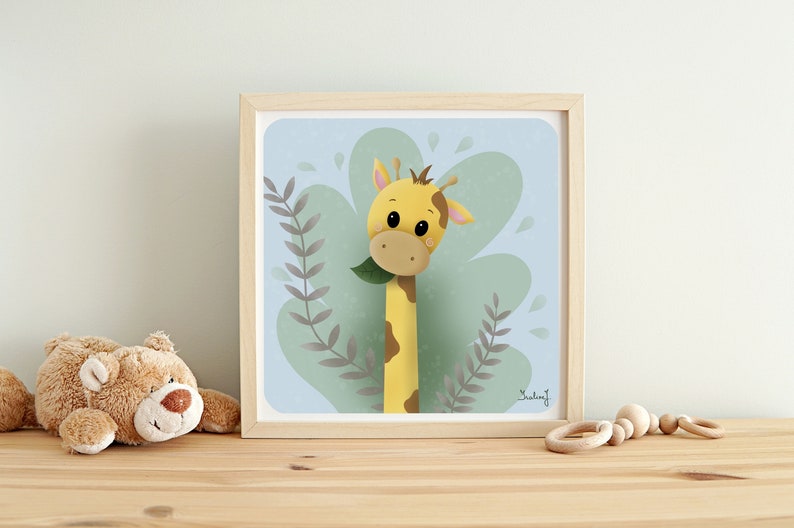 Animal drawing for kids girafe illustration nursery decoration baby room decoration cute animals image 2