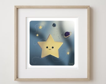 Star drawing - star illustration - nursery decoration - baby room decoration