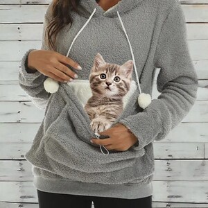 Cat Hoodie Sweatshirt | Pet Pouch Hoodie | Unisex Hoodie | Cat Kangaroo Pocket Hoodie | Sweatshirt with Pet Pouch | Christmas Gift | Pets