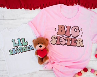 Retro Sibling T-Shirt | Big and Lil Brother | Big and Lil Sister | T-Shirts for Siblings | T-Shirts for Brothers and Sisters | Baby Gift