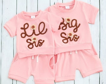 Big Sis and Lil Sis T shirt and Shorts Set | Sister Matching Outfits | Outfit for Girls| Girl Summer Outfit | Baby Girl Gift | Sibling Sets