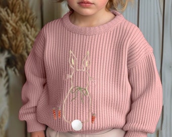 Easter Bunny Sweater |Baby Knitted Jumper | Easter Gifts | Embroidered Easter Bunny Jumper | Children’s Knitted Jumper | Baby Sweatshirts