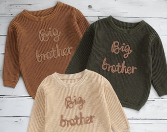 Grote en kleine broer gebreide truien | Babycadeau | Broers truien | Sweatshirts voor broers | Herfsttruien | Babygebreide truien