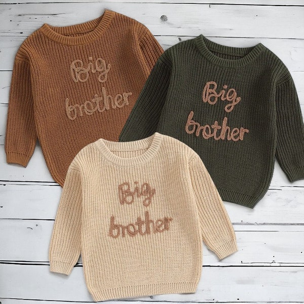 Pulls en maille Grand et petit frère | Cadeau bébé | Brothers Pulls | Sweatshirts pour frères | Pulls d'automne | Pulls bébé