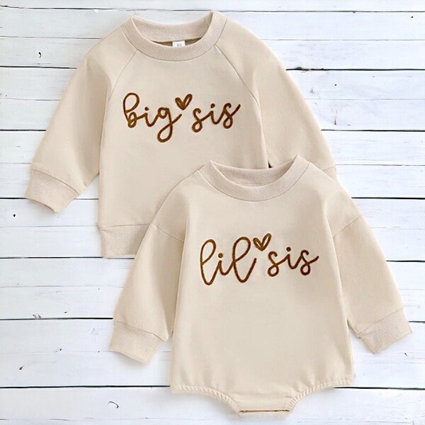 Ensemble assorti à la grande et à la petite | Combi-short pour petite sœur | Sweat-shirt grande soeur | Les tenues pour Sister | Jolies tenues assorties pour soeur | Nouveau bébé