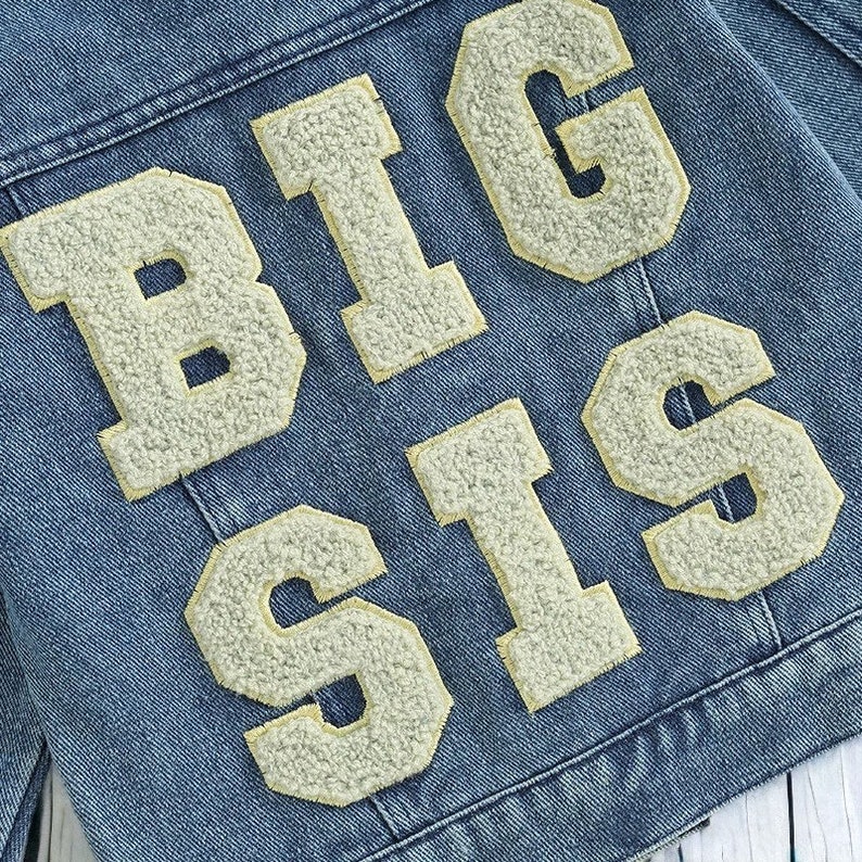 Big and Lil Sis Jean Jacket Sibling Matching Jean Jacket Toddler Jacket Baby Gifts Embroidered Jean Jacket Matching Outfits Big Sis