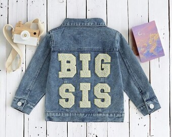 Big and Lil Sis Jean Jacket | Sibling Matching Jean Jacket | Toddler Jacket | Baby Gifts | Embroidered Jean Jacket | Matching Outfits