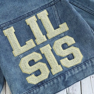 Big and Lil Sis Jean Jacket Sibling Matching Jean Jacket Toddler Jacket Baby Gifts Embroidered Jean Jacket Matching Outfits Lil Sis