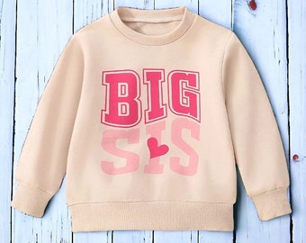 Sweat-shirt Big Sis avec coeur | Cadeau bébé | Pulls Sisters | Sweat-shirt pour soeurs | Pulls d'automne | Pulls chauds et mignons | Cadeau pour tout-petit