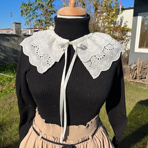 Detachable Women white Collar,Neck Accessory,Bib Collar Necklace,Peter Pan Collar,Detachable Cotton Lace Collar,Fake Collar,Vintage Collar